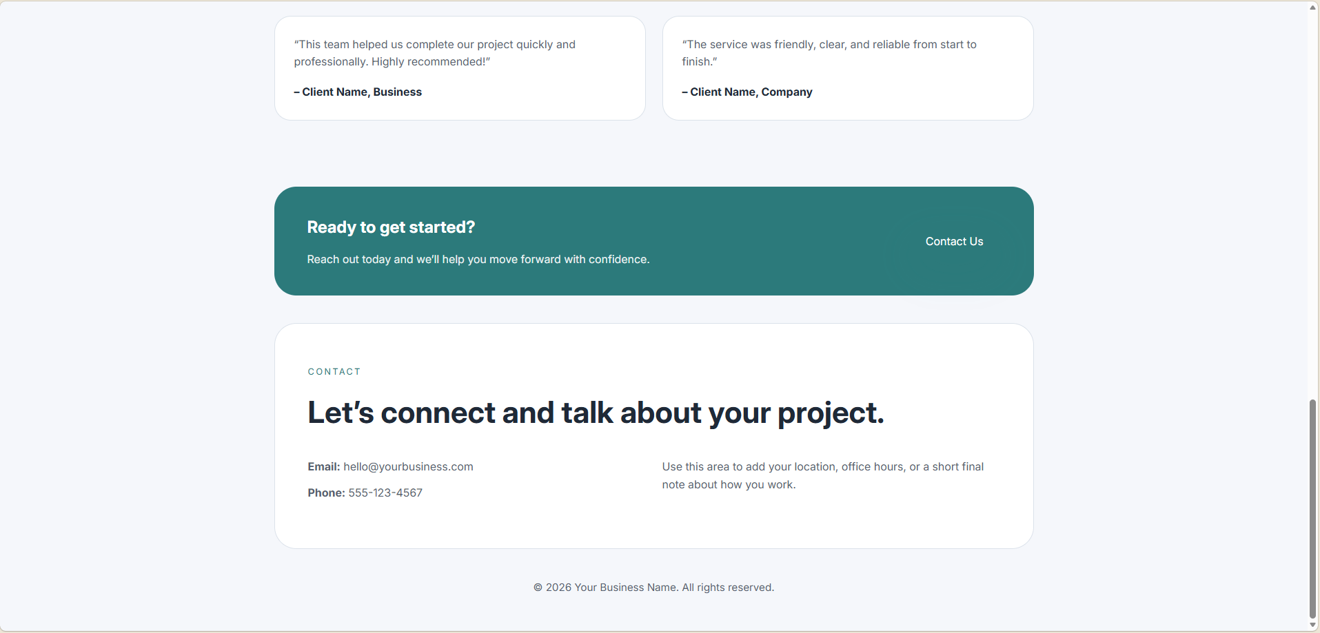Business Homepage Template Screenshot