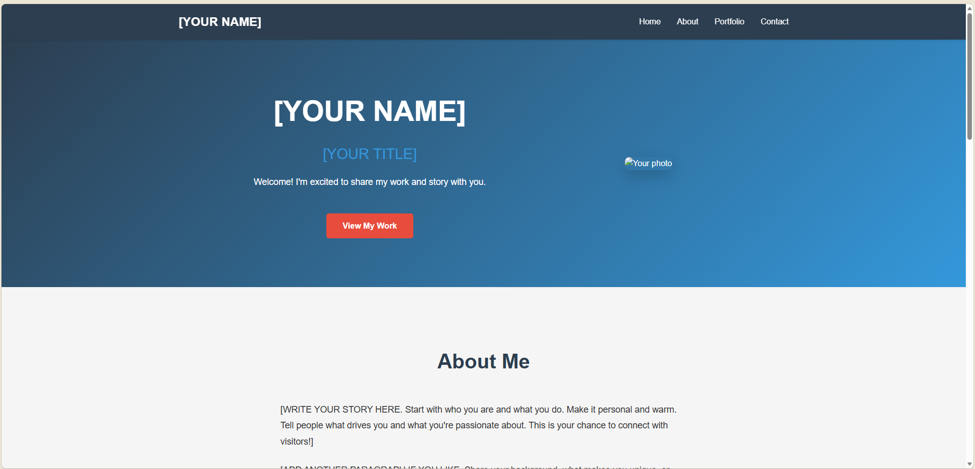 Screenshot of the personal portfolio template