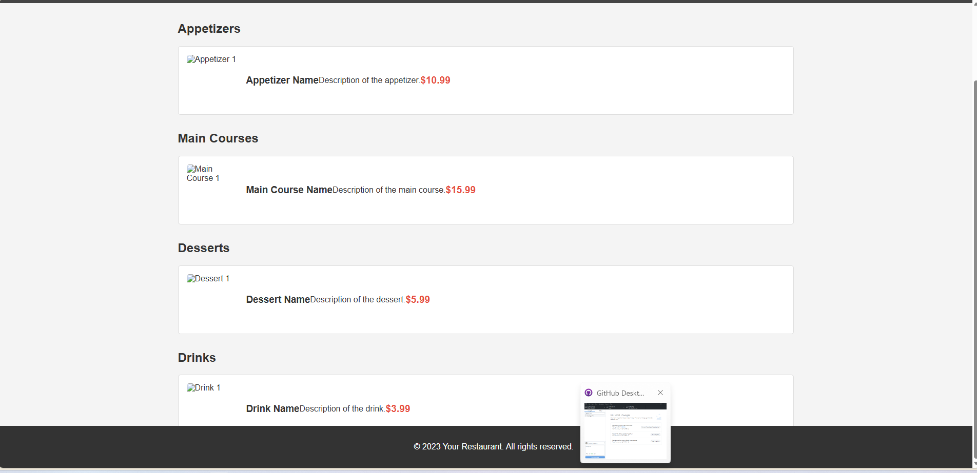 Menu Template Screenshot