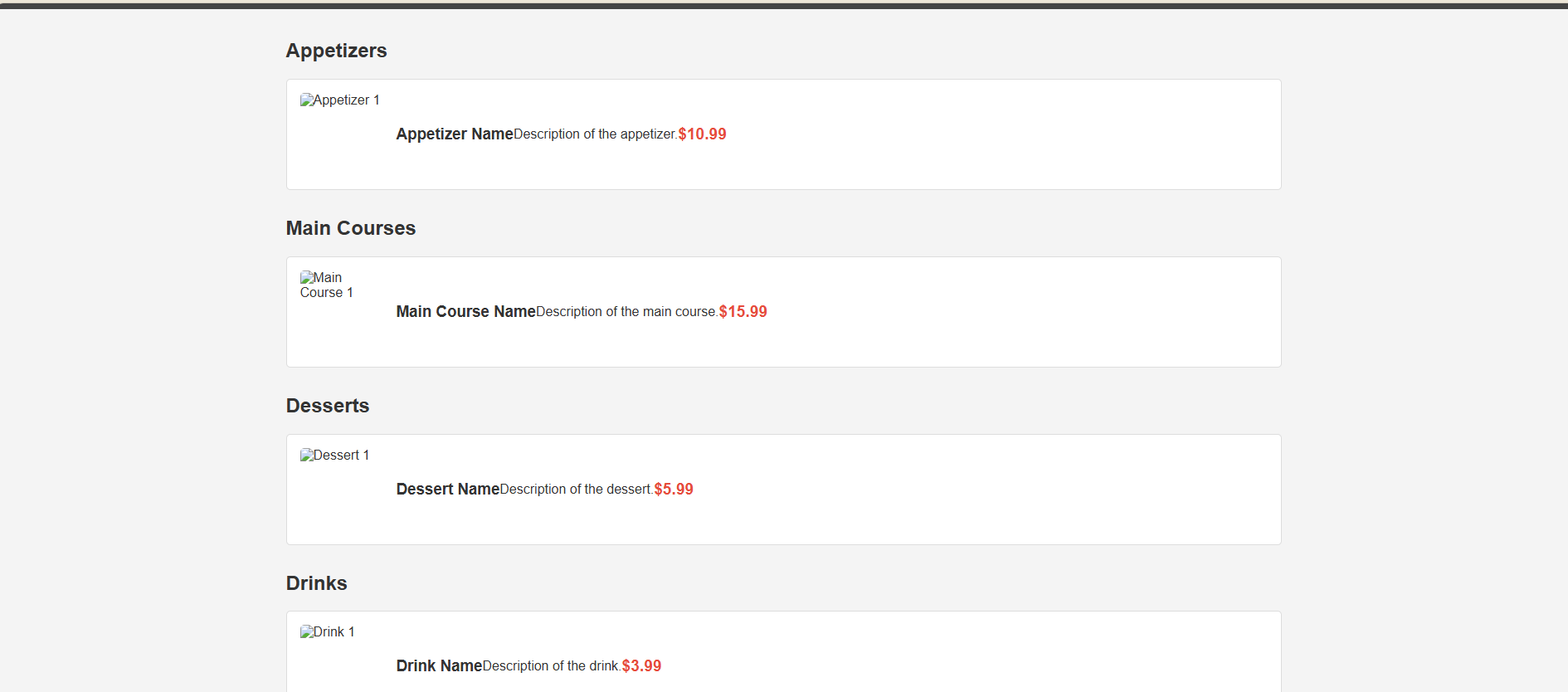 Menu Template Screenshot