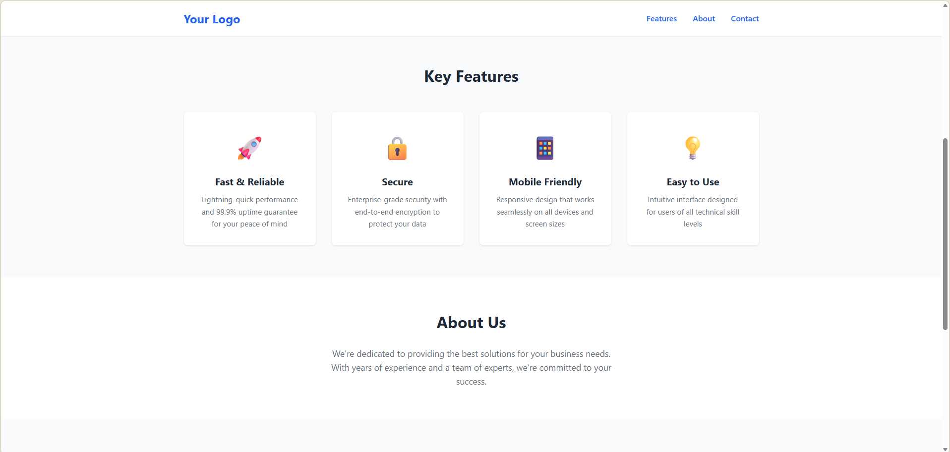 Landing Page Template Screenshot