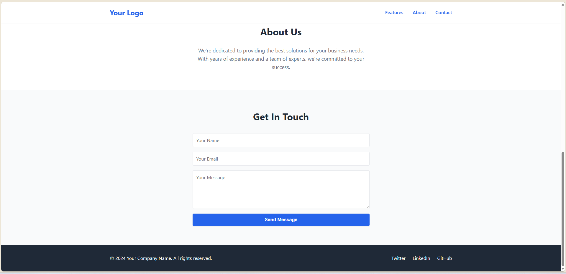 Landing Page Template Screenshot